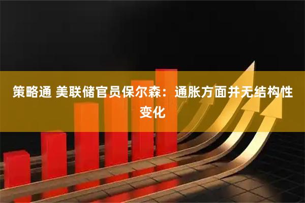 策略通 美联储官员保尔森：通胀方面并无结构性变化