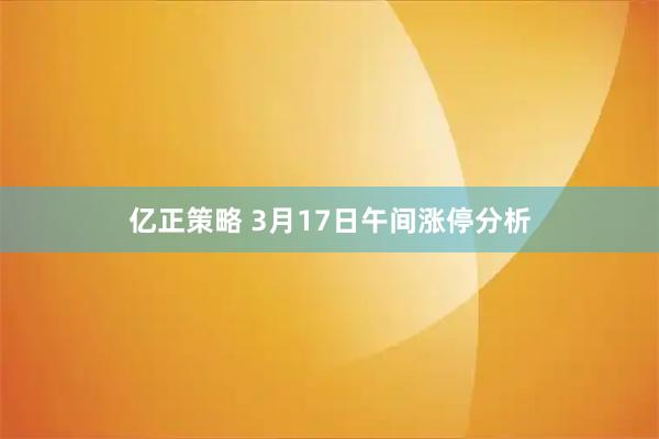 亿正策略 3月17日午间涨停分析
