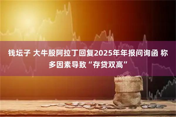 钱坛子 大牛股阿拉丁回复2025年年报问询函 称多因素导致“存贷双高”