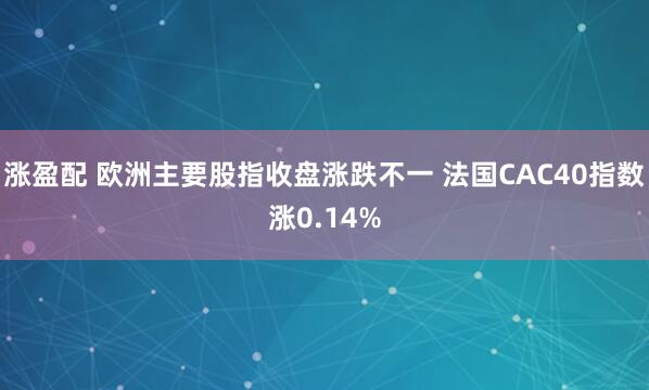 涨盈配 欧洲主要股指收盘涨跌不一 法国CAC40指数涨0.14%